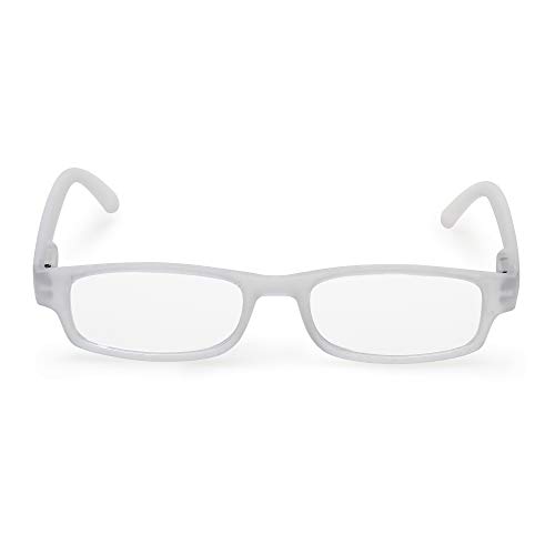 Contacta, One Color Gafas de lectura para hombre y mujer, gafas ligeras, funcionales y coloridas, montura con varillas Flex, color transparente, dioptrías +1,50, paquete con estuche para gafas, 21 g